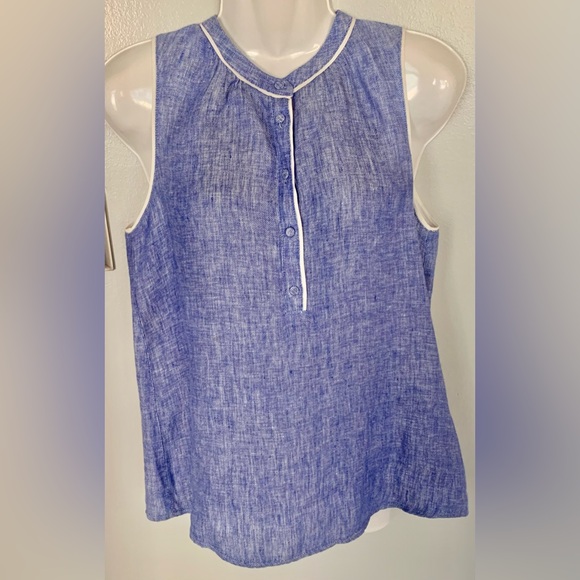 Joie Tamaline Loose Fit XS 0 2 4 Designer Boutique Tank Top Blue Linen Like New! - Picture 3 of 7